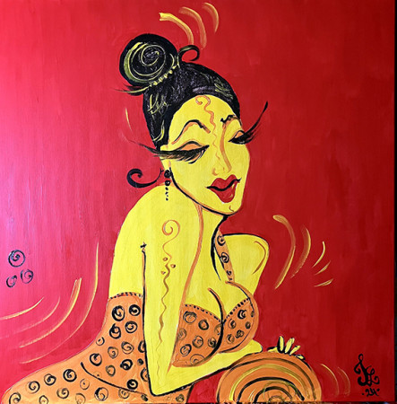 BAROVÁ POVALEČKA 2024, 60x60 cm, akryl na plátně